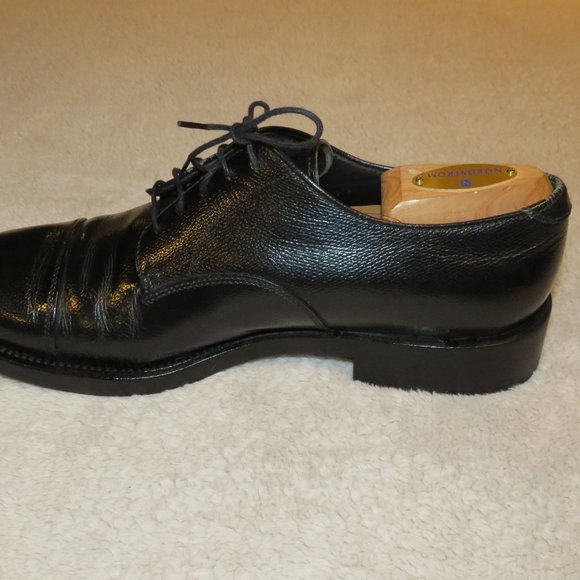 Prada Cap Toe Pebble Textured Black Leather Oxfords Dress Shoes US Size 9 - Picture 3 of 10